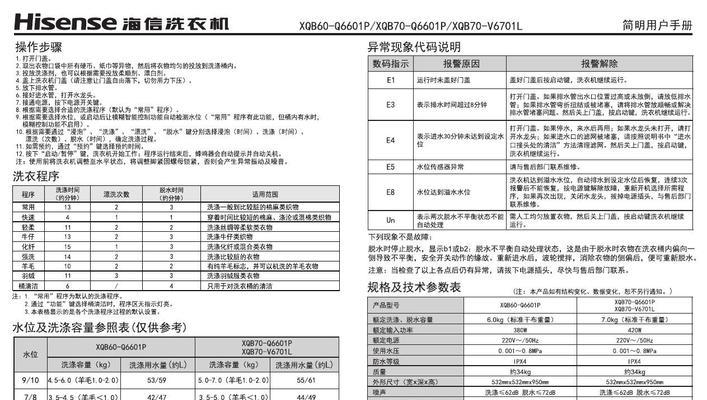 解决海信商用洗衣机故障的有效方法（海信商用洗衣机故障排除与维修指南）  第2张