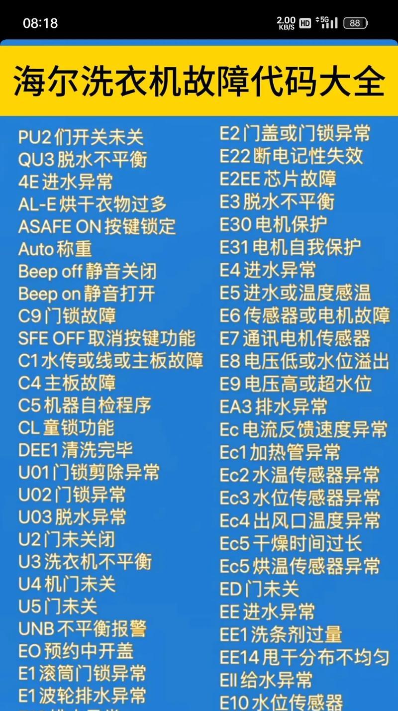 洗衣机E3故障代码解析（了解E3故障代码的意义及解决方法）  第1张